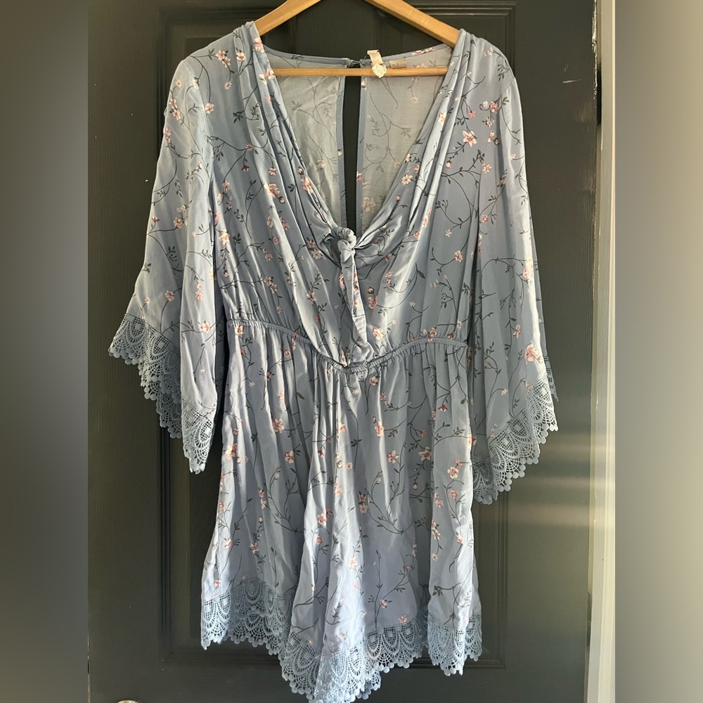 Divided Blue Floral Romper